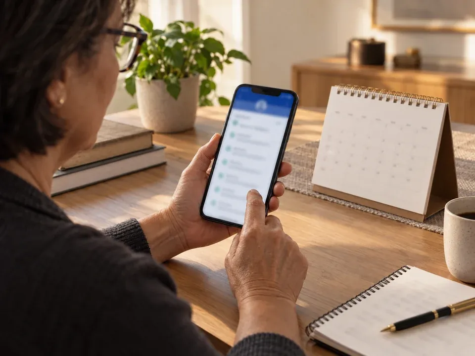 Extrato do CNIS aberto no aplicativo Meu INSS ao lado de um calendário, usado para comparar as regras de transição da aposentadoria por tempo de contribuição