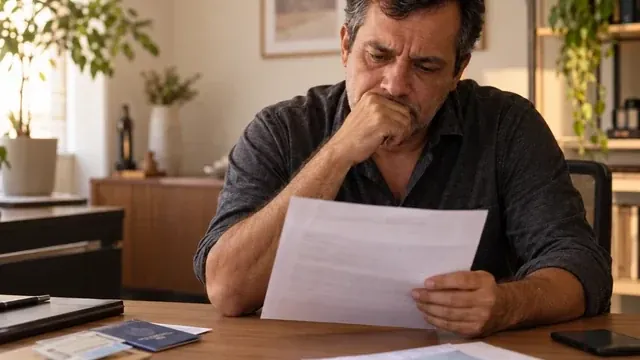Carta de indeferimento do INSS sobre a mesa ao lado de documentos pessoais
