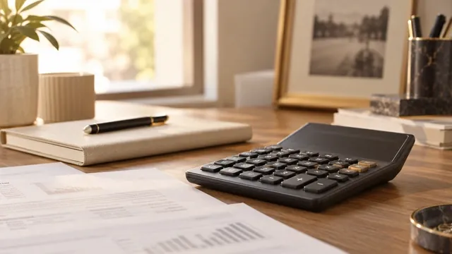 Calculadora e documentos utilizados no planejamento da aposentadoria